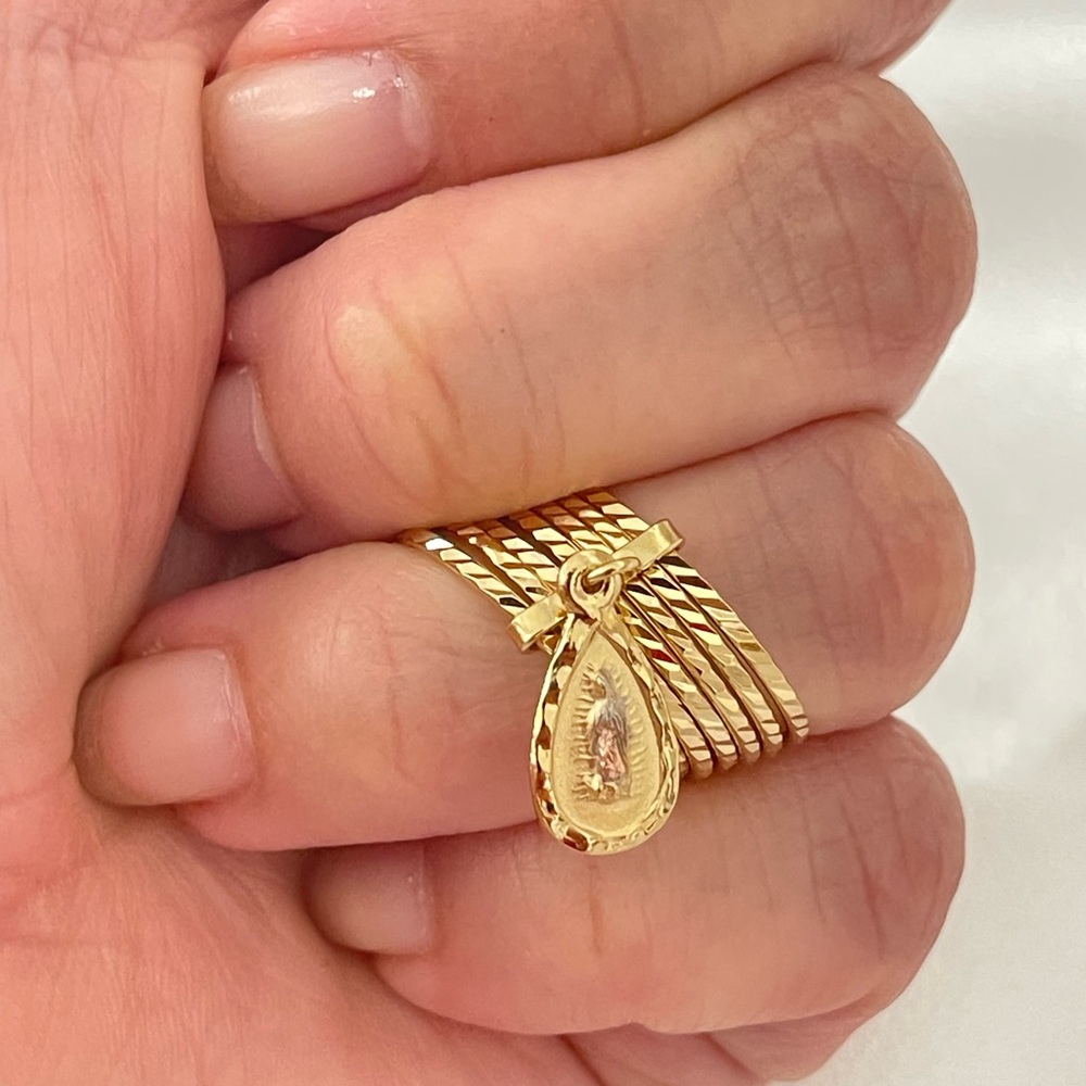 18k Gold Filled Virgin Guadalupe Semanario Ring - Picture 2 of 4